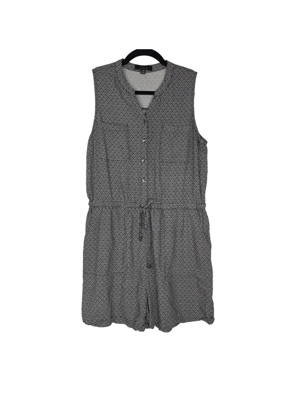 Kelly Reneé Romper Womens Medium Black Geometric V Neck Drawstring Pockets